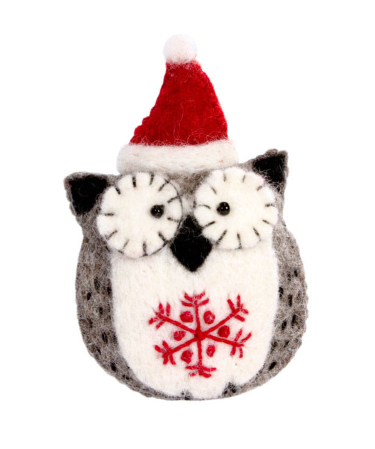 Nordic Owl Felted Ornament