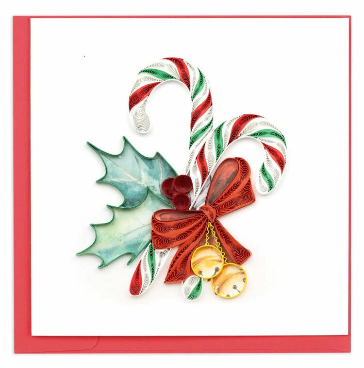 Candy Canes with Bells Quilling Card