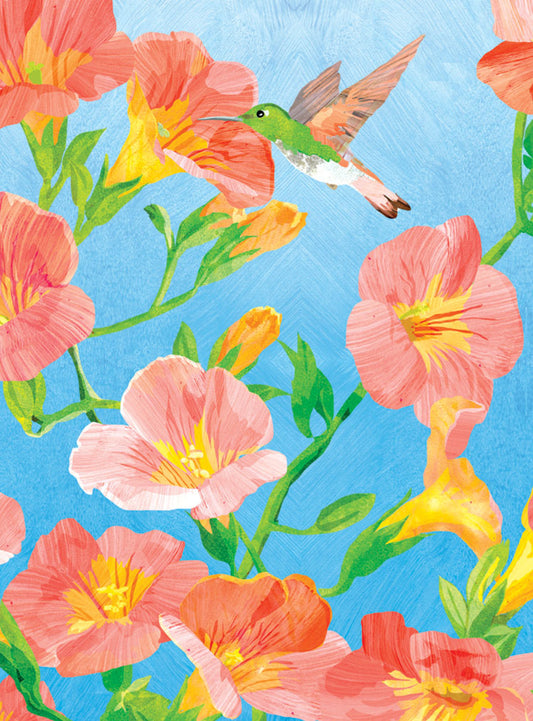 Hummingbird & Trumpet Flowers Card