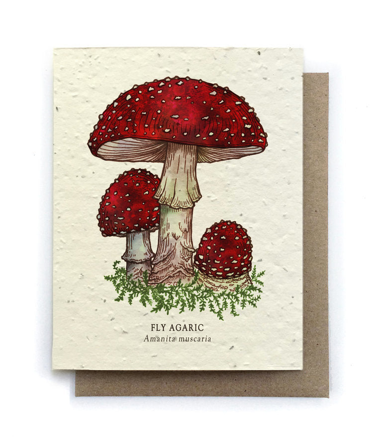 Red Mushrooms Plantable Seed Card