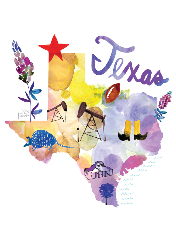 Watercolor USA: Texas Card