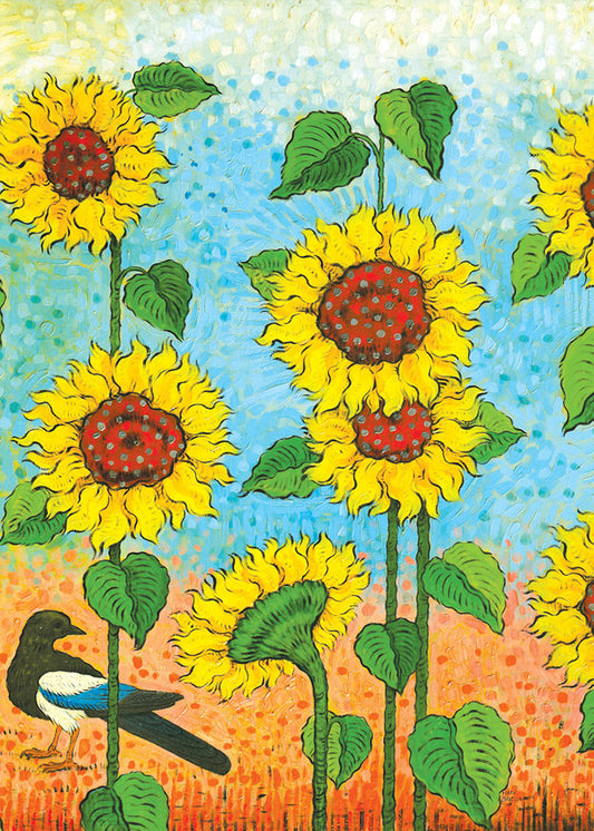 Sunflower Magpie Card