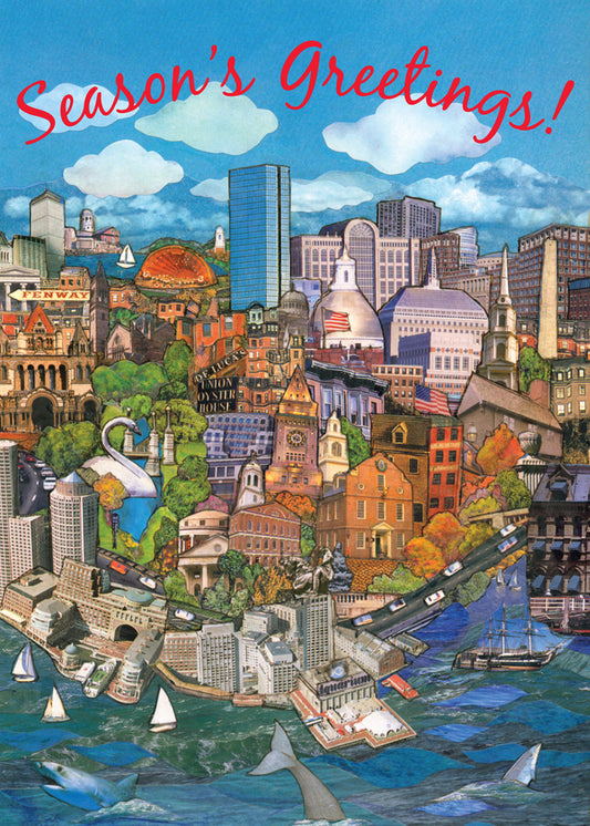 Boston Holiday Cityscape Holiday Card