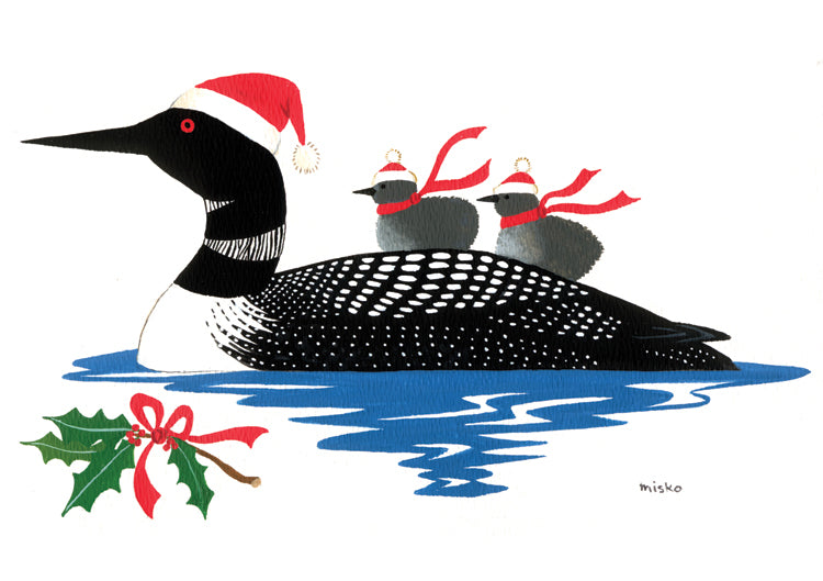 Loon with Babies Holiday Card