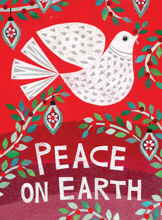 Red Peace Dove Holiday Card
