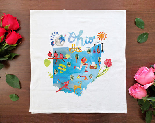 Watercolor USA: Ohio Towel