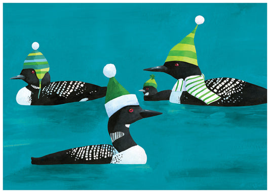 Loons in Hats Holiday Card