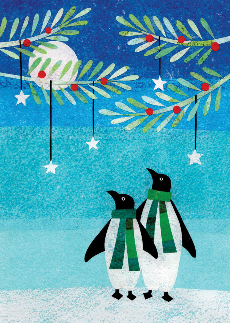 Penguins and Stars Holiday Card