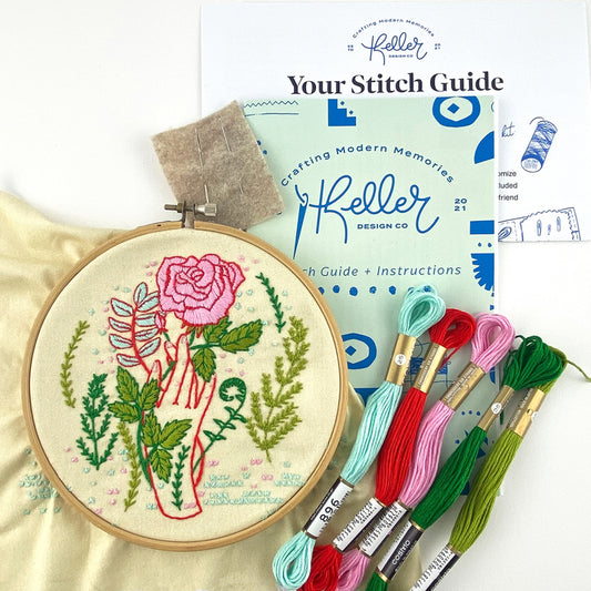 Fern and Rose Embroidery Kit