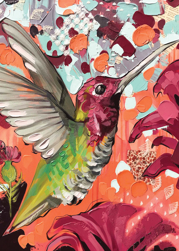 Rose and Mauve Hummingbird Card